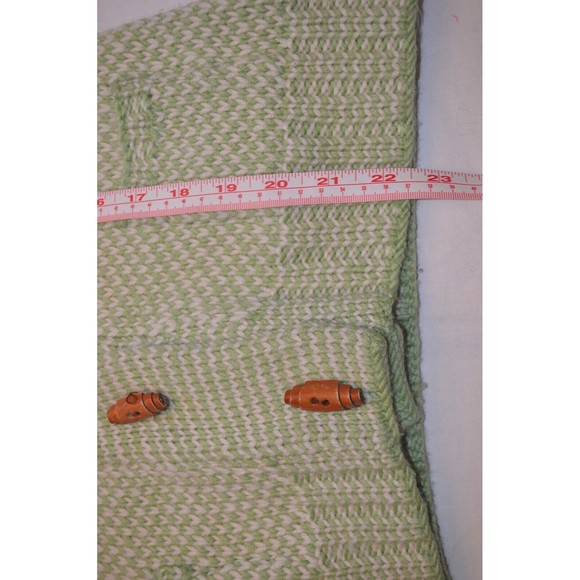 Women's Size Medium 100% Wool Handknit Cardigan Toggle Fair Isle Green Shawl - Picture 14 of 14
